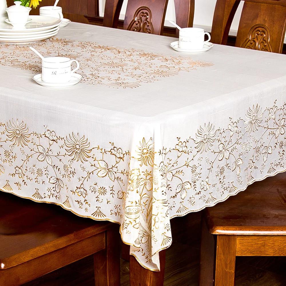 

PVC Tablecloth Dining Table Plastic Cover Coffee End Table Cloth Waterproof Square Rectangle 137x137cm 137 x 180cm Printed Gold