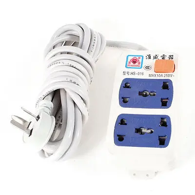 

AC 250V 10A Multi Type Socket Power Strip 4 Outlet Splitter 1.8M White Blue