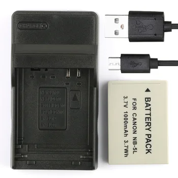 

LANFULANG Replacement For Canon NB-5L NB 5L Battery 1000mAh With Charger for Canon Digital IXUS 90 800 850 860 870 IS