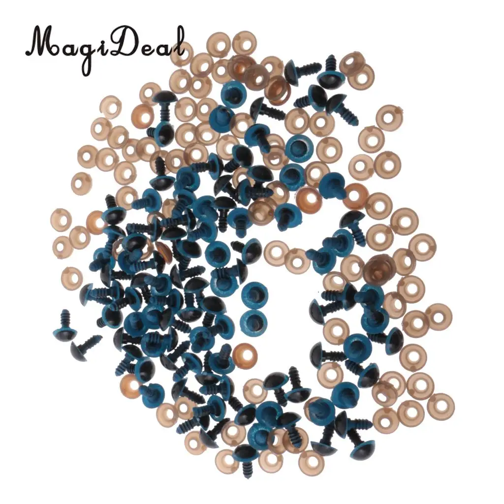 100Pcs 8-12mm Plastic Safety Screw Eyes Kit for Teddy Bear Doll Plush Animal DIY Making Accessories Toys
