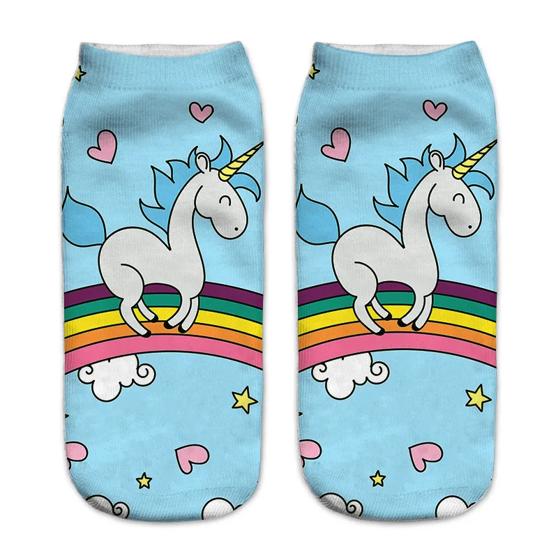 Цветные единороги мягкие хлопковые носки для женщин весна лето смешные милые 3D