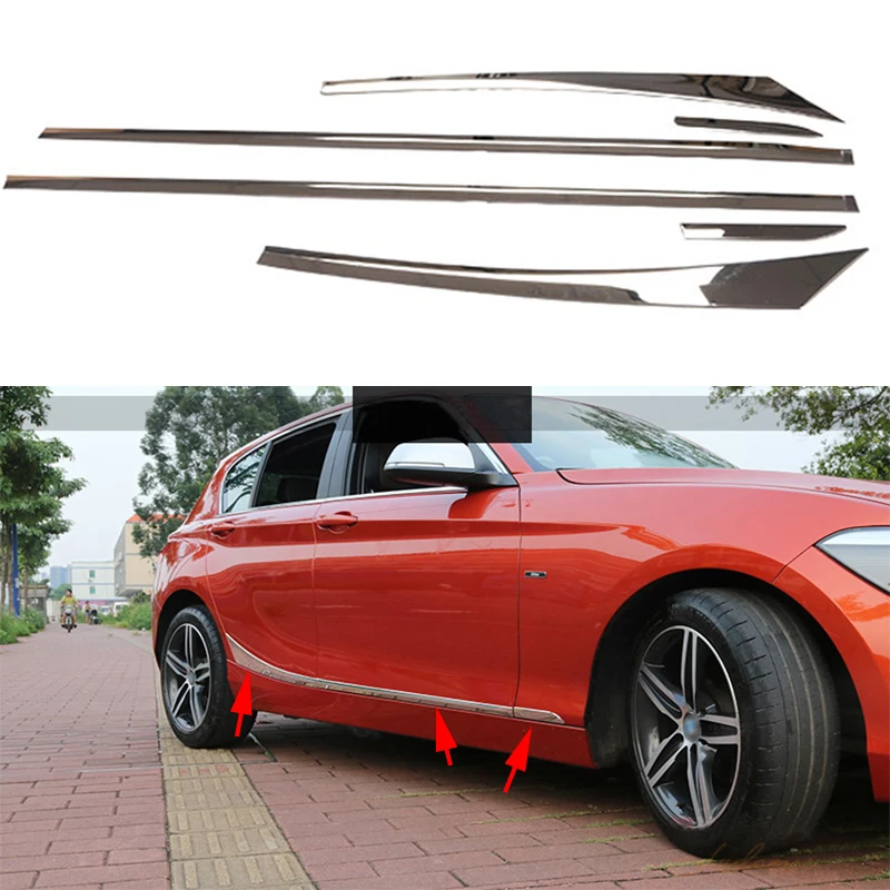 6x Stainless Steel Side Door Body Molding Guard Trim Cover For BMW 1