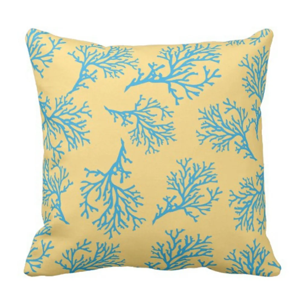 Throw Pillow Cover Retro Tropical Pixdezines Blue Coral Diy Colorful Hawaii Decorative Pillow