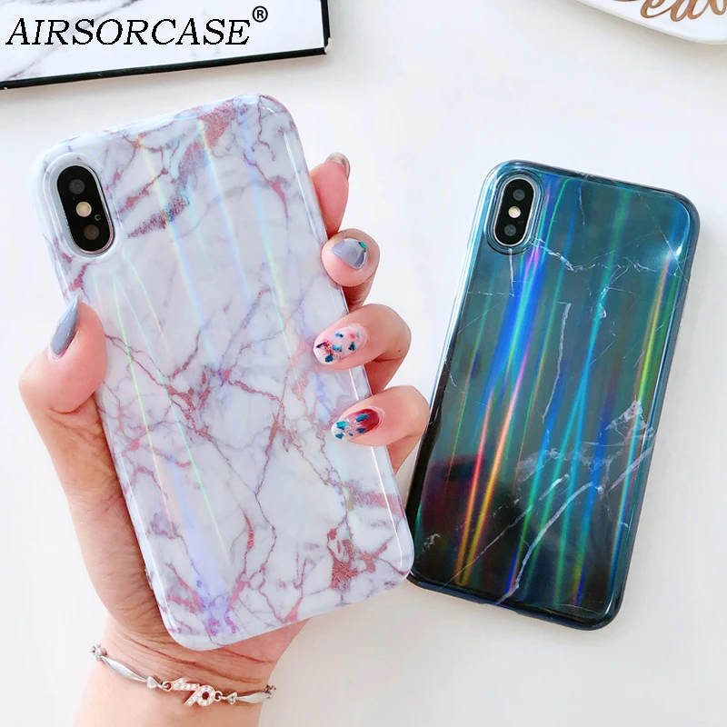 High Quality Soft TPU Laser Marble Phone Cases for iPhone XR XS X 10 6 6s 7 8 Plus Cover Apple Max Case Back |