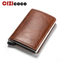 Мужской Противоугонный держатель для карт модный металлический кредитный держатель для Карт RFID алюминиевый чехол из искусственной кожи кошелек для путешествий