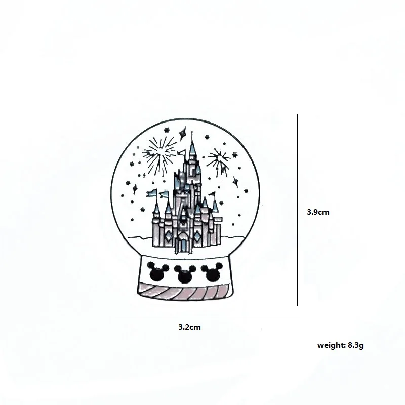 Хрустальный шар брошь в виде замка фейерверк Брошь ребенок мультфильм Забавный сон значок джинсовая одежда подвеска на рюкзак драгоценность