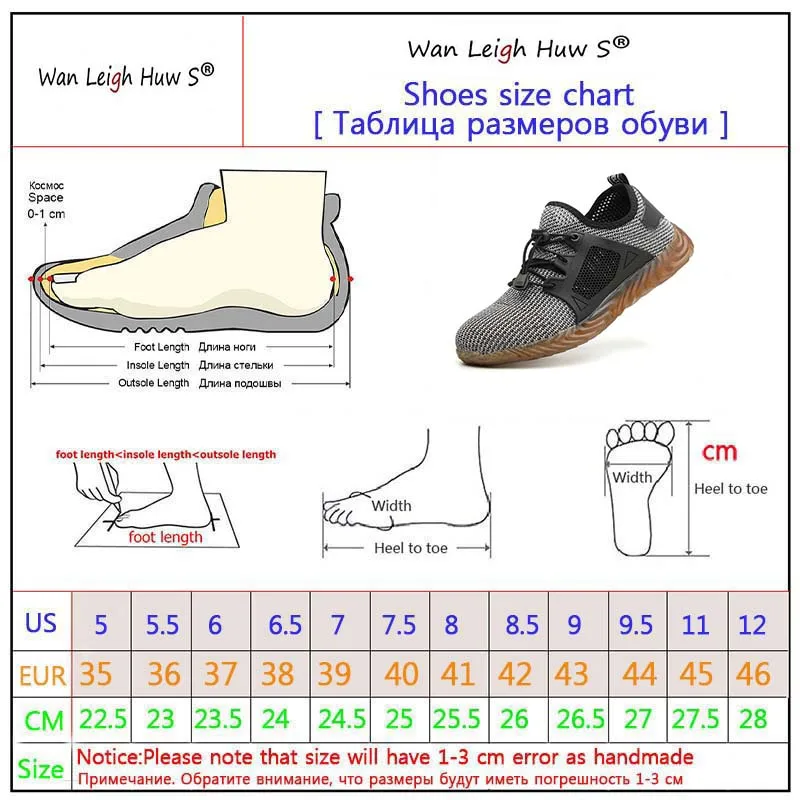 

36-45 Safety Shoes Men Steel Toe Boots Outdoor Prevent Puncture Steel Bottom Construction Safety Work Boots Indestructible Shoes