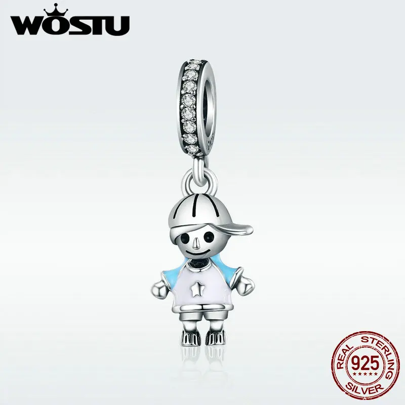 WOSTU абсолютно новый 100% 925 пробы серебряный маленький милый мальчик сын кулон