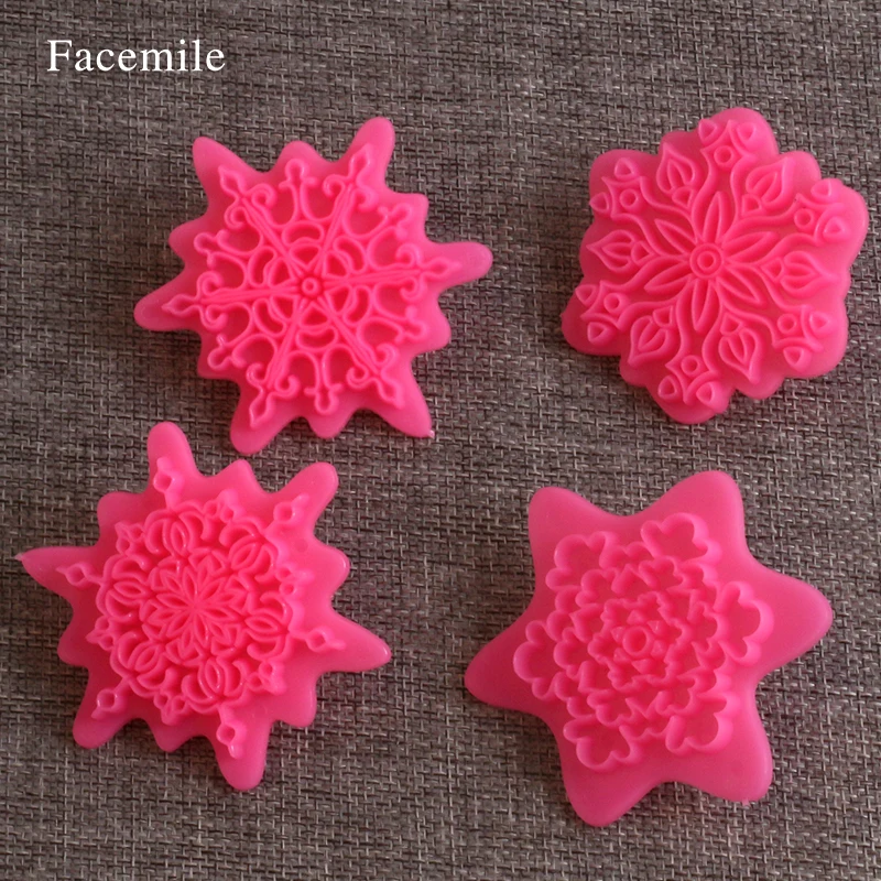 4Pcs/lot Flower Shape Cake Embosser Lace Press Mold Biscuit Stamps