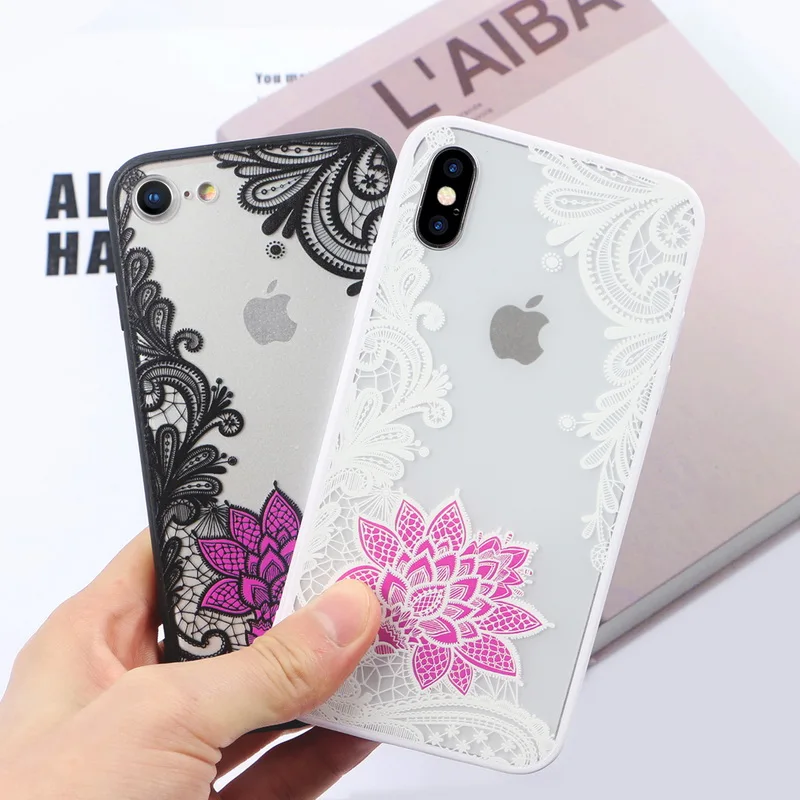 

YISHANGOU Sexy Floral Lace Flower Case For iPhone 6 6s 7 Plus 8 5 5s SE Cases Clear Back Cover for iPhone X 7 8 Plus 6 6S Shells