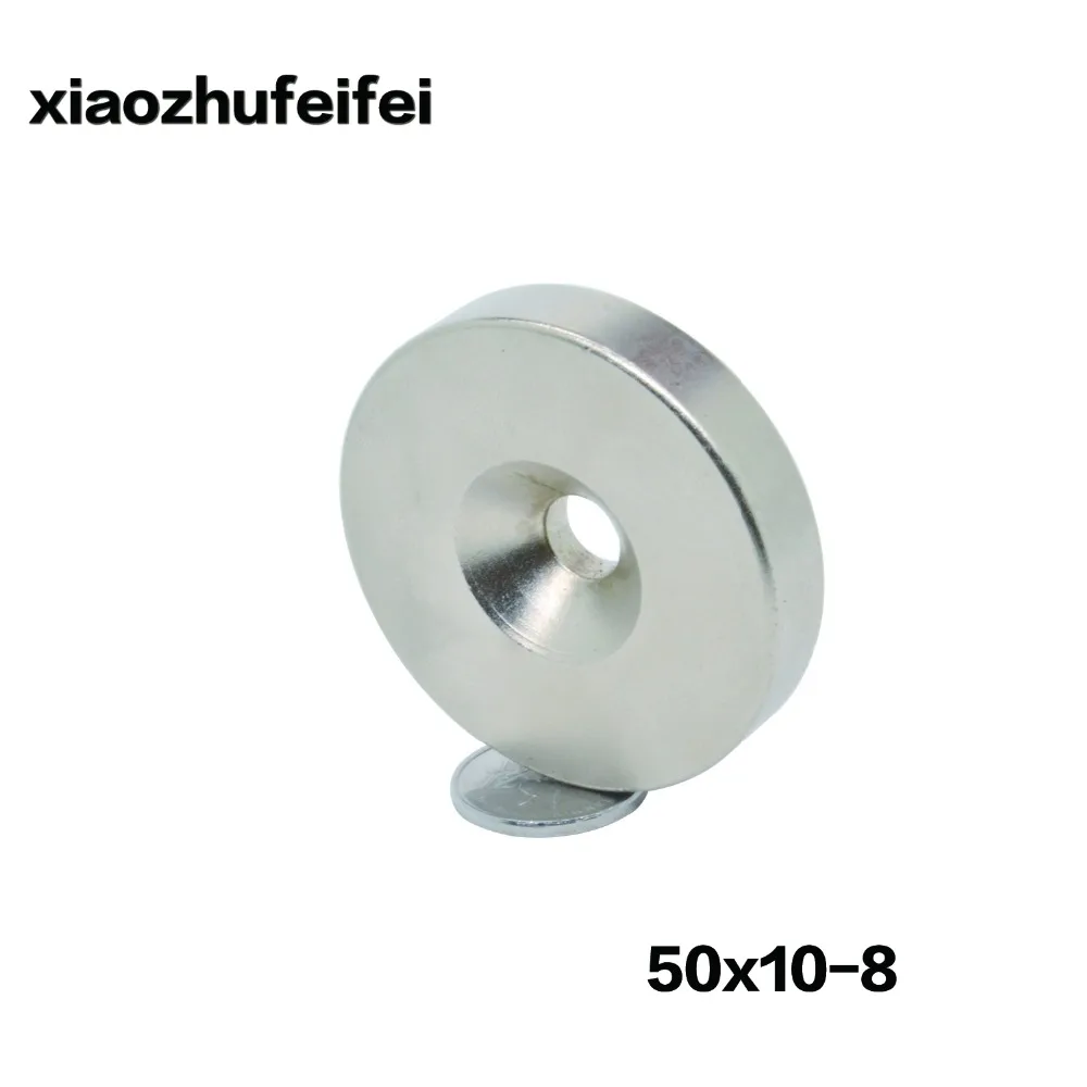 

1pcs magnet 50 x 10 mm with hole 8mm Super Strong high quality Rare Earth magnets Neodymium Magnet 50*10mm hole8mm
