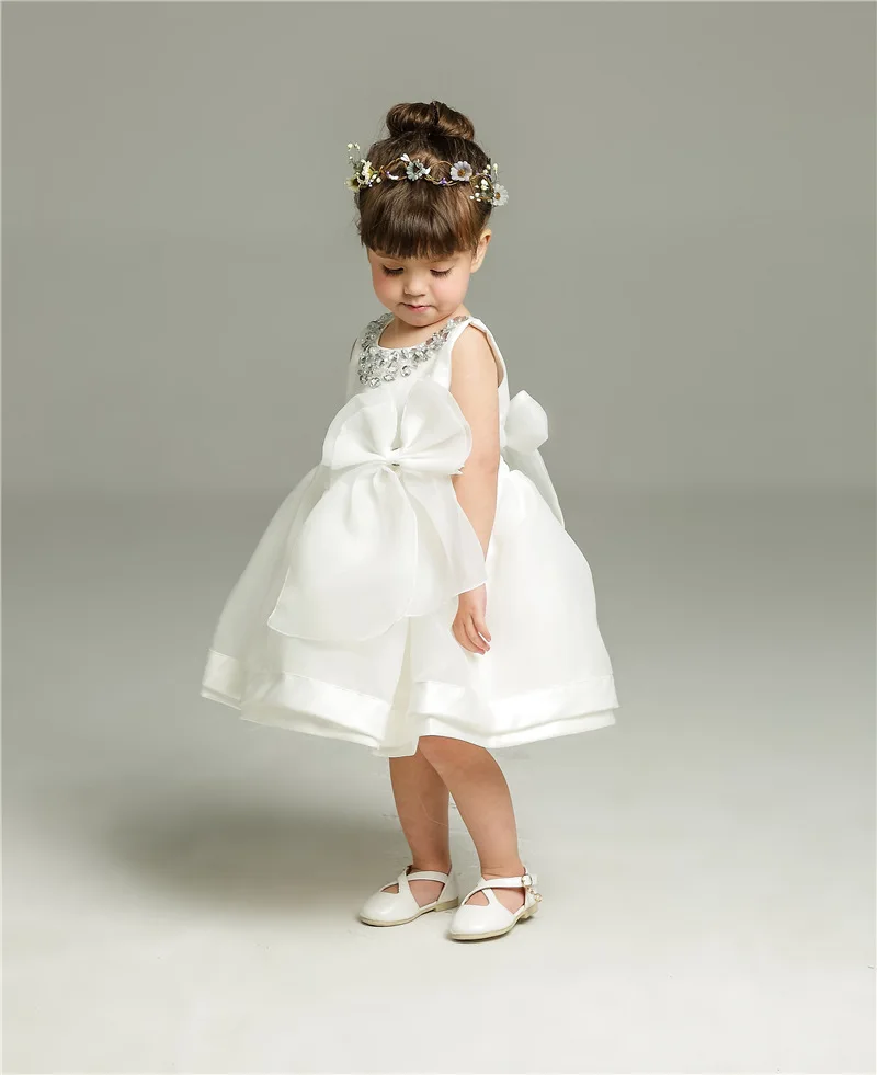 От 1 до 12 лет для крещения, цвета слоновой кости, платья принцессы Платье для маленьких девочек на день рождения 1 год детское платье юбка-пачка платье для новорожденного ребенка Свадебная вечеринка платье