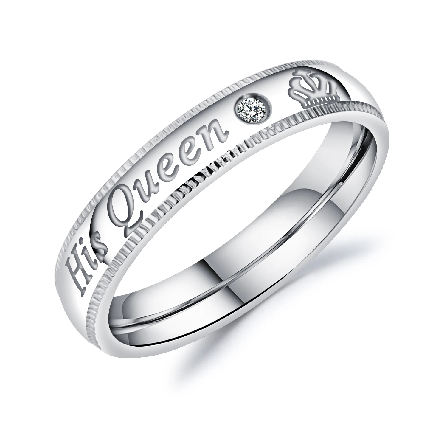 Brand Men Stainless Steel Rings For Women Zircon Wedding band Ring For Lady Letters Couple Rings Set Lovers His King Her Queen