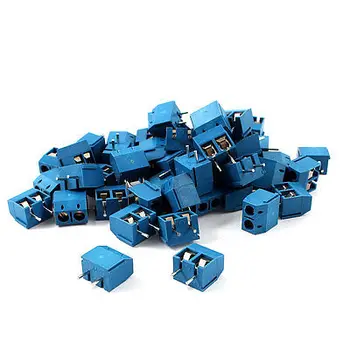 

50 Pieces Straight 2 Pins 5mm Pitch PCB Board Screw Terminal Blocks Blue
