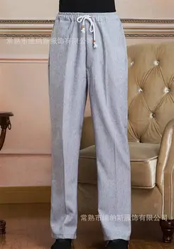 

Light gray Chinese Men's Linen Kung Fu Pants Trousers Casual Active Free Shipping Size M L XL XXL XXXL 2505-3