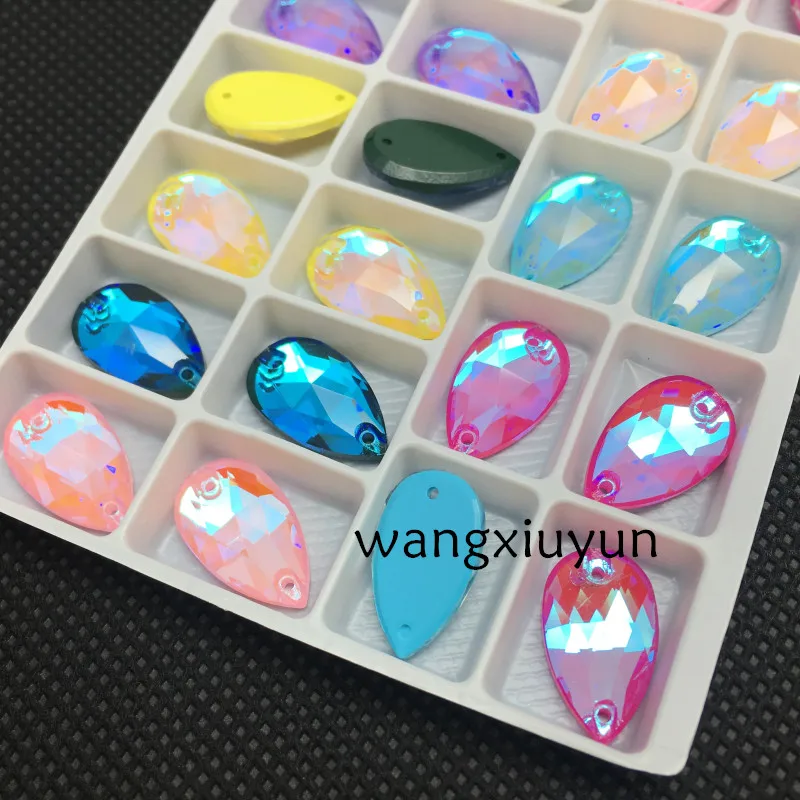 

New Popular ! Mocha fluorescence 3230 K9 Glass High Quality Flatback Sew On Stone Droplet Sewing Rhinestone Crystal For Garment