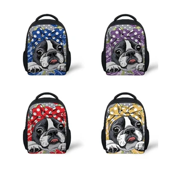 

FORUDESIGNS School Bags Children's Backpacks Infant Boston Terrier Printing Kids Bag for Girls Kindergarten School Satchel 2018