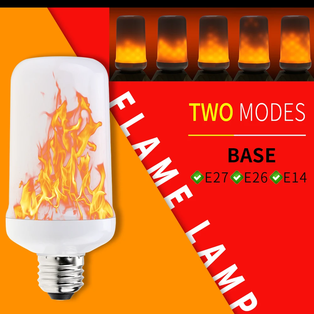 

LED E27 220V Flame Bulb 7W Simulation Burning E14 LED Fire Creative Light E26 Dynamic Flickering Flame Effect Bulbs 2 Modes 110V