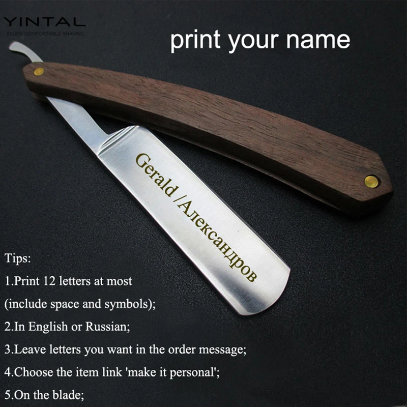 

Custom Service Make It Personal Men Shaving Straight Razor Natural Beech Wood Handle Carbon Steel Blade Manual Barber Shaver