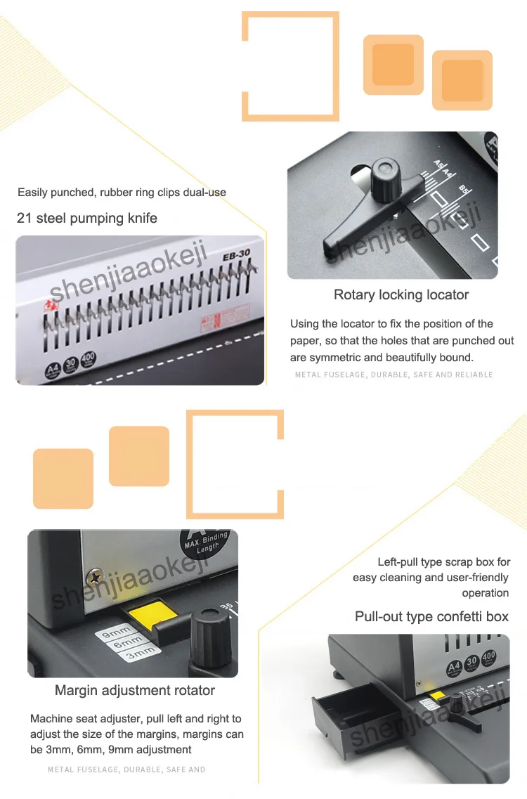 Электрическая машина для обвязки рулонов EB-30 А4 Размер пробивая машина 21 отверстия резиновое кольцо зажимы двойного назначения связывающая машина