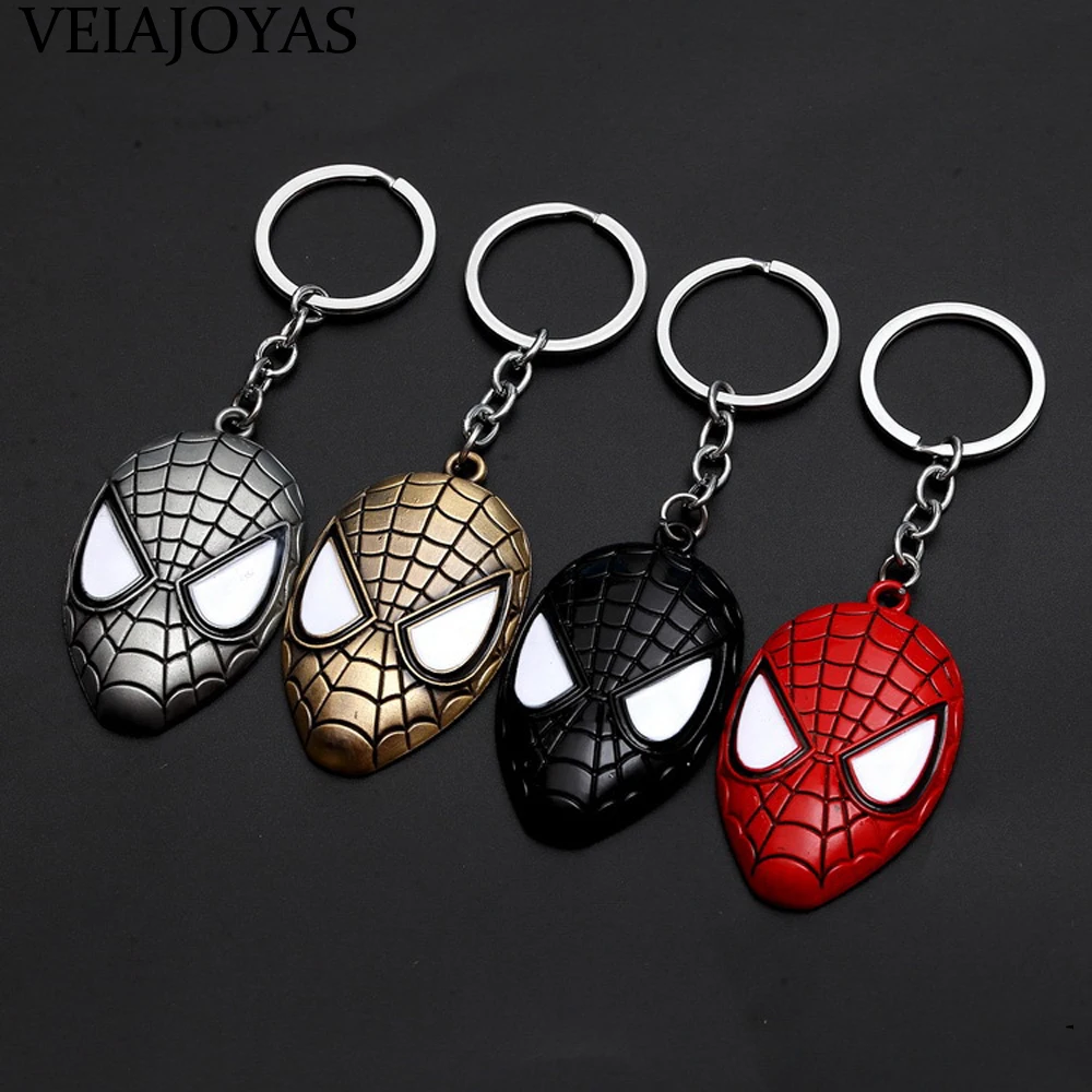 Superhero Spider Man Mask Keychain Spiderman Metal Key Rings Holder