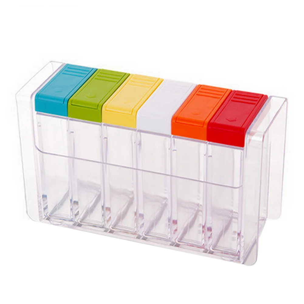6 в 1 прозрачный банка для специй приправ контейнер для специй кухонное хранилище специй контейнер прозрачный соль перец тмин кухонный инструмент - Цвет: Multicolor