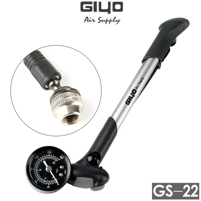 Giyo AirSupply GS 22 Bicycle Gas Fork Pump Road Bike Tube Pressure Gauge Inflator MTB Air Fork