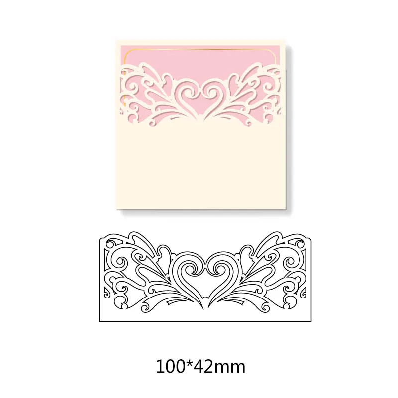 

Flower Heart Creating Scrapbook Greeting Cards Cutting Dies Lacework Hollow Frame Metal Stencil Frame Embossing Pattern