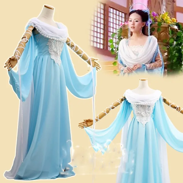 Многоцветный костюм феи hanfu для ТВ Играть счастливый и веселый семь Фея нефритовый император семь дочерей - Цвет: C blue