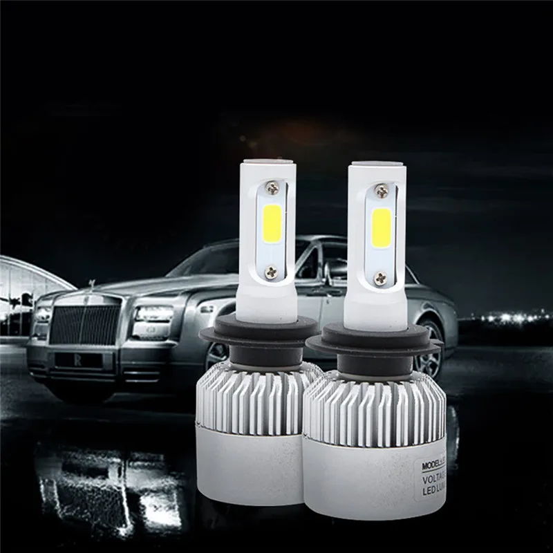 2pcs Super Bright C6 Bulb Car Headlights 72W COB H7 H11 H13 9005 9006