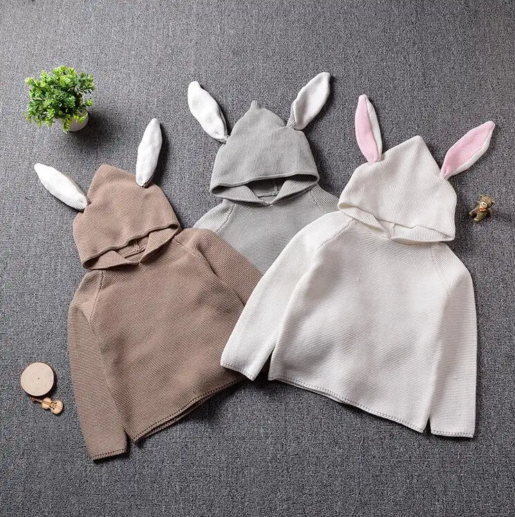 Pulôver de Algodão Camisola de Malha para 1-5y Outono Inverno Novo Bebê Meninos Menina Blusas Coelho Crianças Meninas Camisola 7 Mamãe e Bebê