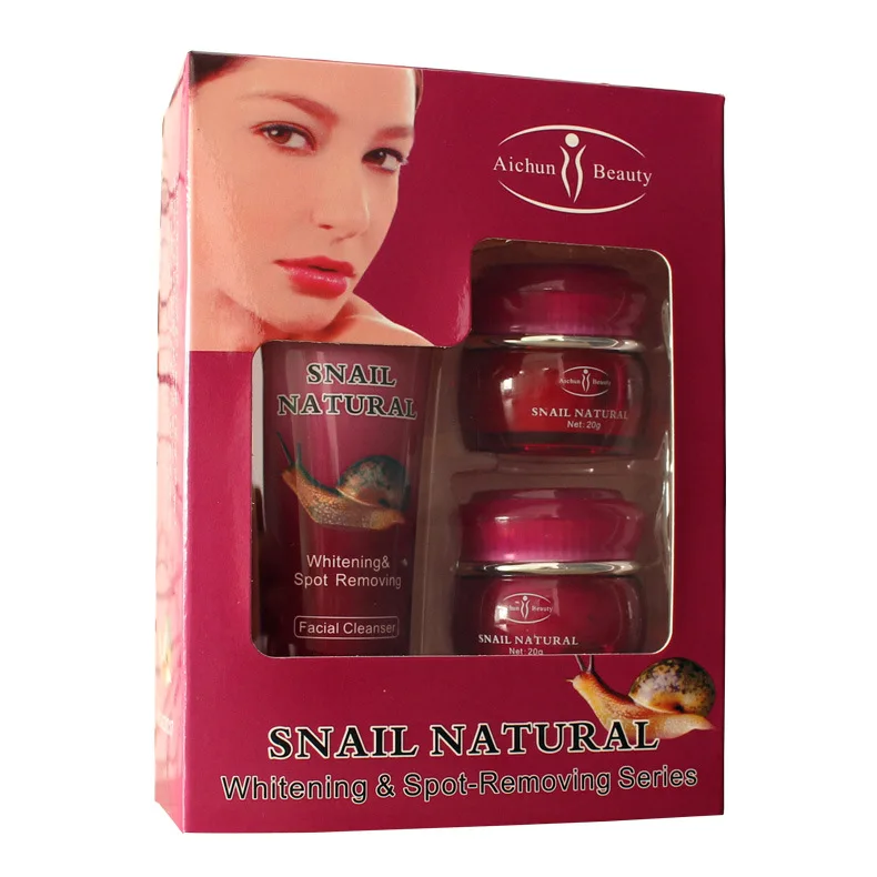 

Aichun 3PCS snail freckle Three pieces of deep cleansing skin Whitening Moisturizing Anti-Aging brightening complexion freckle