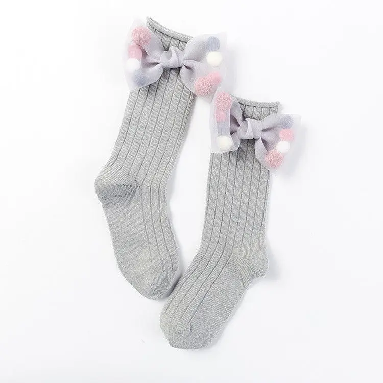 GREY FRILL GORGEOUS GIRLS FRILLY GREY SOCKS WITH LARGE 3 INCH GREY BOWS