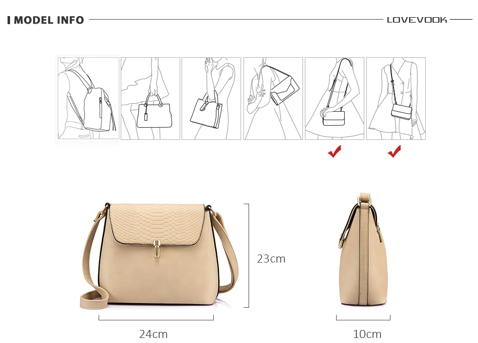 LOVEVOOK, сумки через плечо для женщин, маленькая сумка на плечо, Женская однотонная сумка на застежке, кошелек, сумка-мессенджер, сумка на плечо