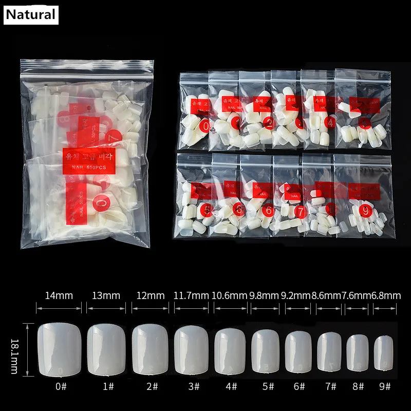 240 шт./компл. Короткие квадратные искусственные ногти Transarent Nature White полное