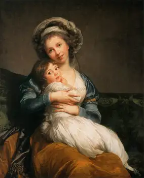 

self-portrait-with-her-daughter-julie-1786 BY Louise Elisabeth Vigee Le Brun,oil painting reproduction,canvas art, handmade