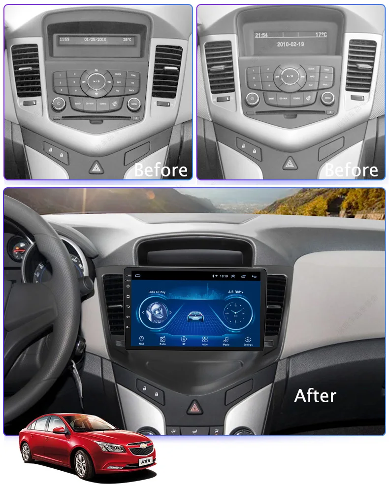 Top Super Slim Touch Screen Android 8.1 radio GPS Navigation for Chevrolet CRUZE 09-14 headunit tablets Stereo Multimedia Bluetooth 2