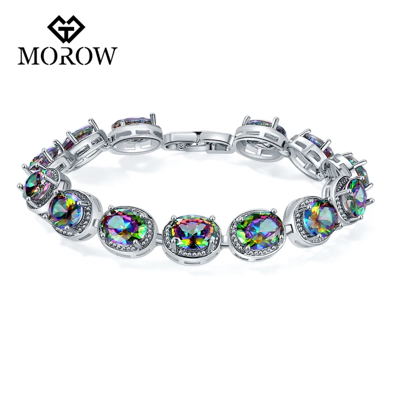 MOROW Luxury European Style Fashion Plated Colorful Cubic Zircon Women Bracelet Engagement Jewelry for Birthday Lover Gift | Украшения и