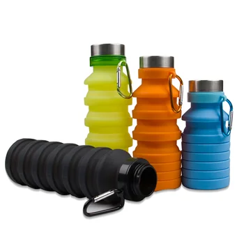 

550ml Outdoor Water Bottle Collapsible Retractable Kettle Portable Food Grade Silicone Leak-Proof Camping Sports Drink Bottle