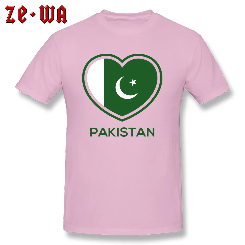 Geek pakistan flag of green love Men Top T-shirts Funny NEW YEAR DAY Short Sleeve Tops Shirts O-Neck 100% Cotton Tee Shirts pakistan flag of green love pink