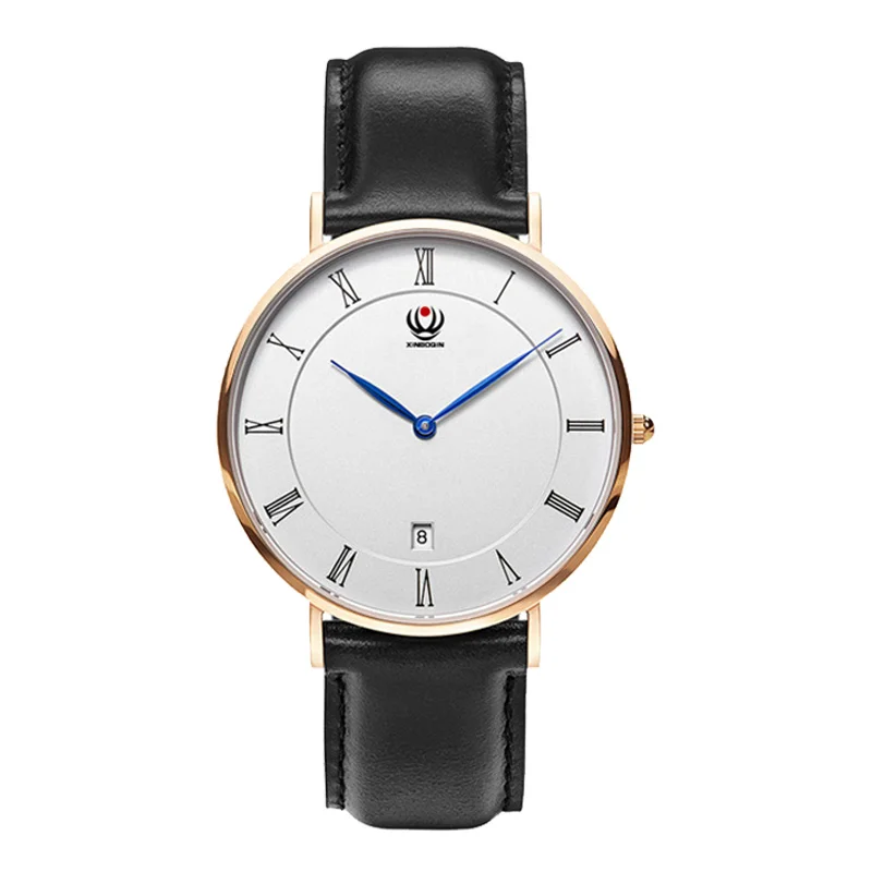 XINBOQIN męskie zegarki marki proste mody ultra-cienki biznes prawdziwej skóry Wrist watch rzymski zegarek z kalendarzem kwarcowy Relojes XINBOQIN męskie zegarki marki proste mody ultra-cienki biznes prawdziwej skóry Wrist watch rzymski zegarek z kalendarzem kwarcowy Relojes