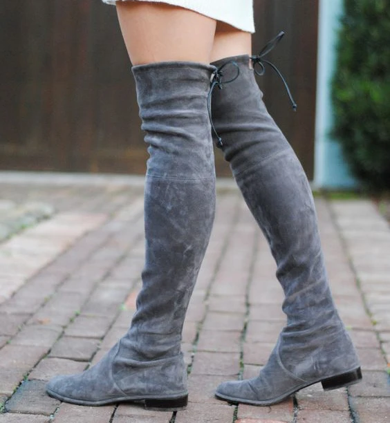 Hot Koop Zwart Grijs Bruin Stretch Suede Over De Knie Laarzen Classic Lace  Up Dij Hoge Laarzen straat Stijl Flat Vrouwen Lange Laarzen|boot  accessories|boot sheepskinboots 12.5 - AliExpress