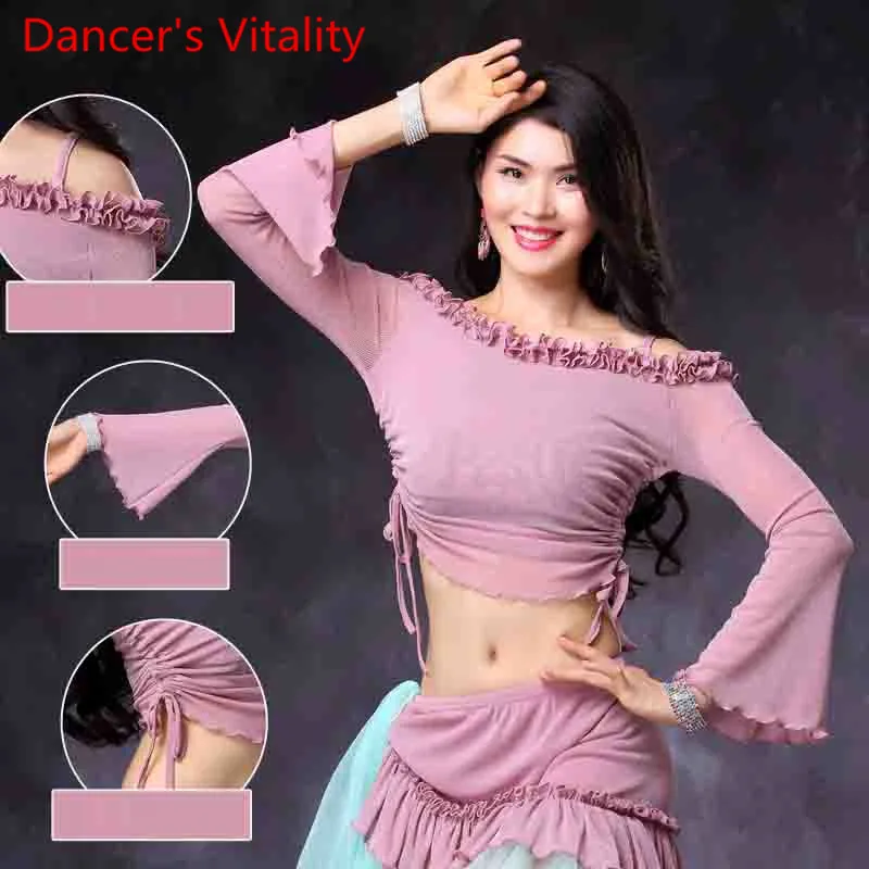 Новый танец живота Одежда Sexy Horn Рукава Dance Top Женщины Танцы с длинными рукавами