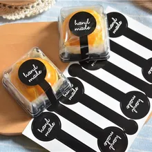 200 шт./лот Черная "ручная работа" печать наклейка чашка Подарочная коробка наклейка для выпечки посылка коробка для украшения торта