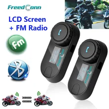 FreedConn обновленный TCOM-SC BT Bluetooth мотоциклетный шлем домофон гарнитура с ЖК-экраном+ FM радио