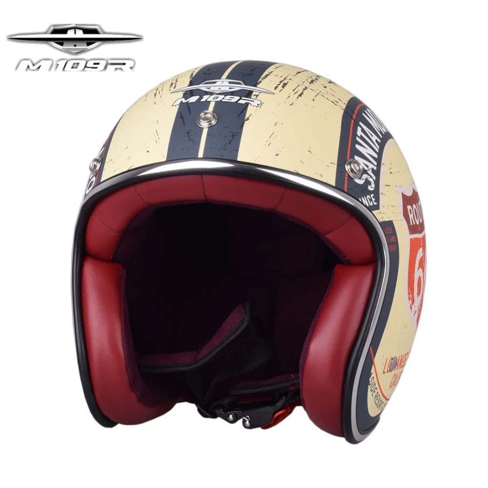 Retro Chopper Route 66 Motorcycle Helmet Harley 3/4 Open Face Vintage