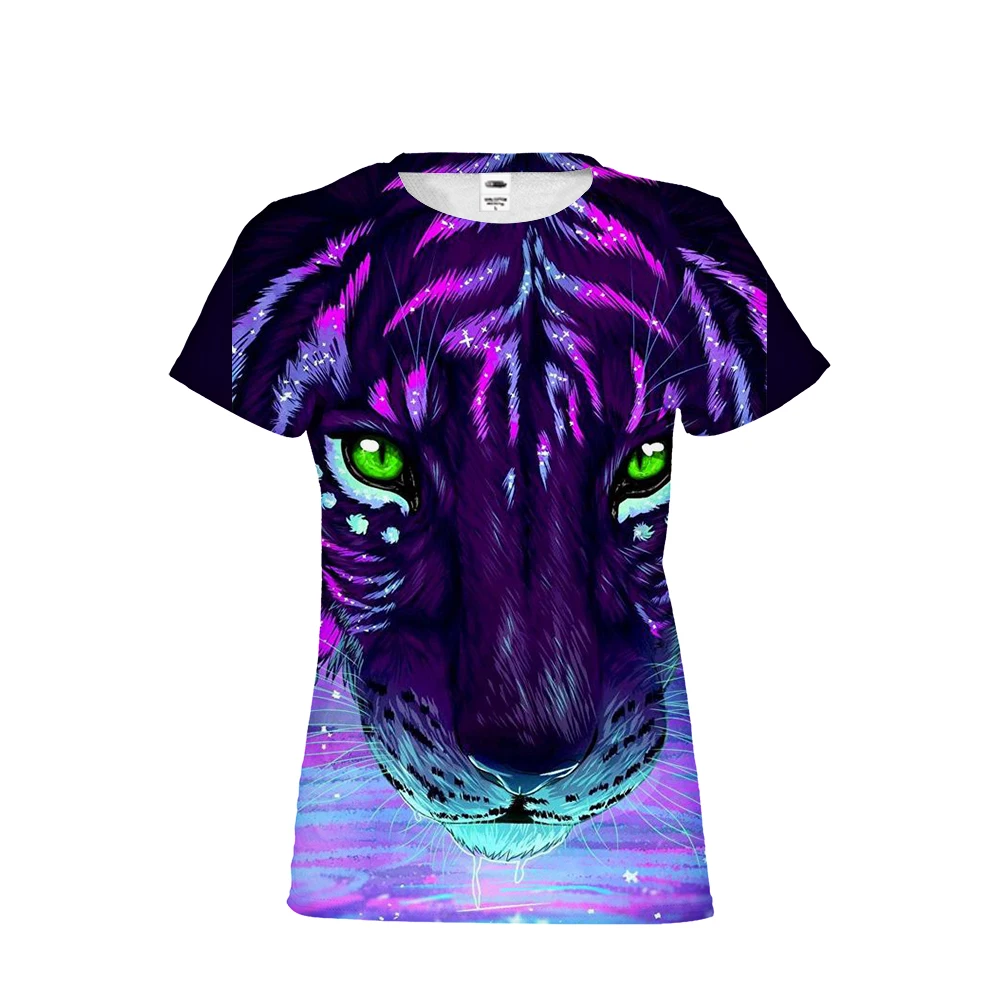 

Leopard Lion Wolf Owl Tiger Tshirt Boy Modis 3d Print Raibow Color Animals Short Sleeve Tops Tees Boys Clothing Funny T-shirt