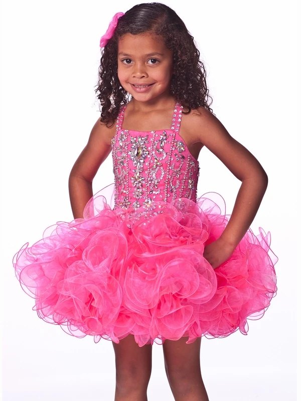 

Unique Fashion Ball Gown Flower Girl Dresses With Spaghetti Jeweled Bodice Short Pageant Dress For Girls Zipper