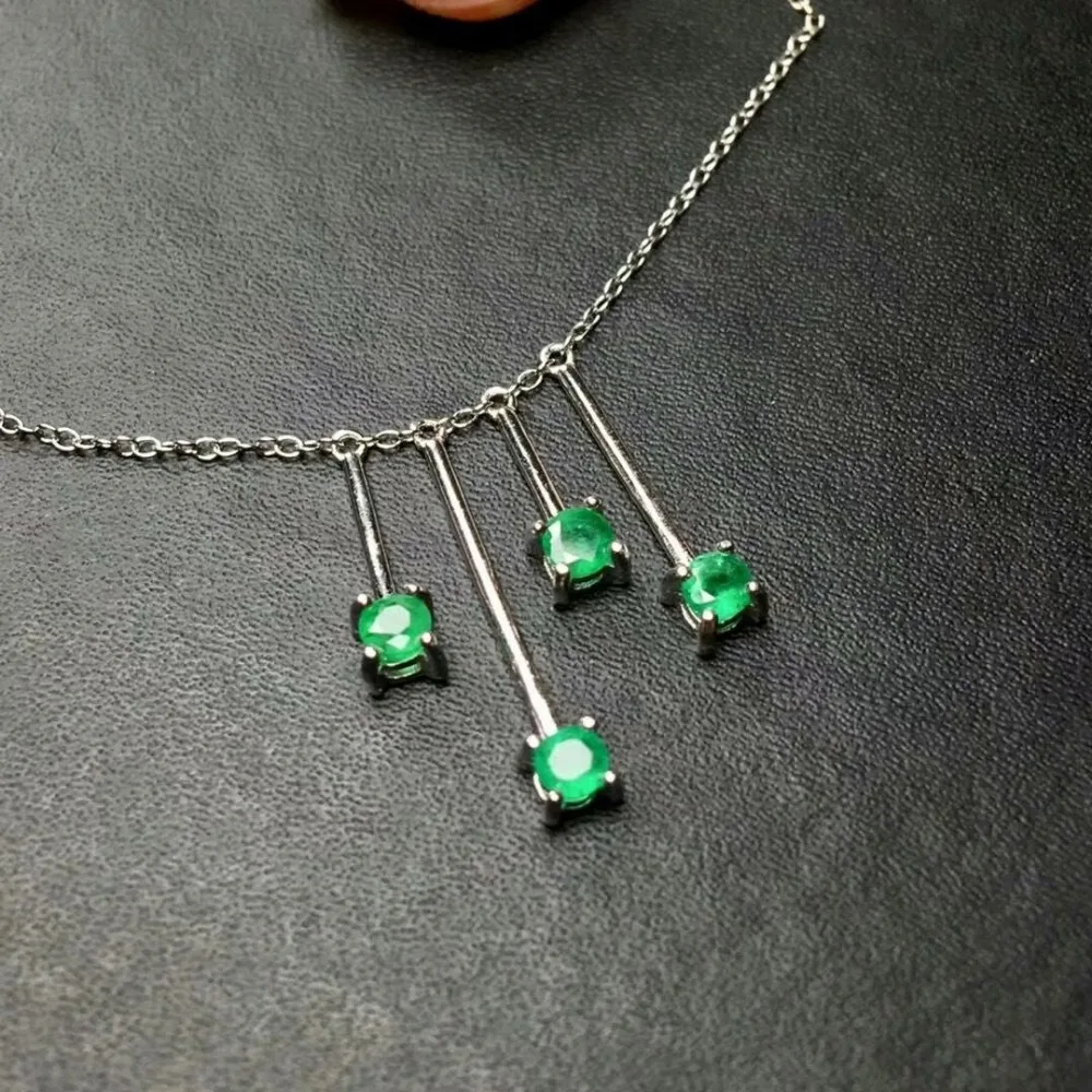 

SHILOVEM 925 sterling silver Emerald pendants classic fine Jewelry send necklace wedding gift wholesale 4*4mm new mlp040412agml