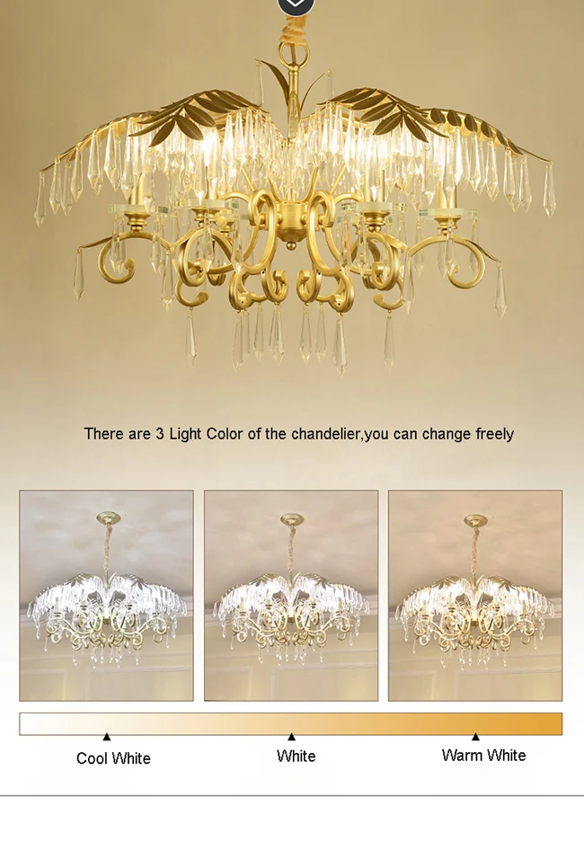 gold crystal leaves pendant lamp 12